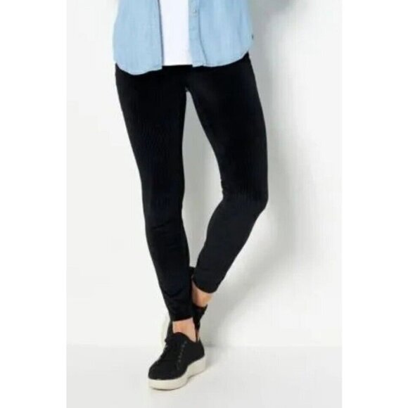 AnyBody Ribbed Velour Leggings Jet Black Size 2X - Picture 1 of 1